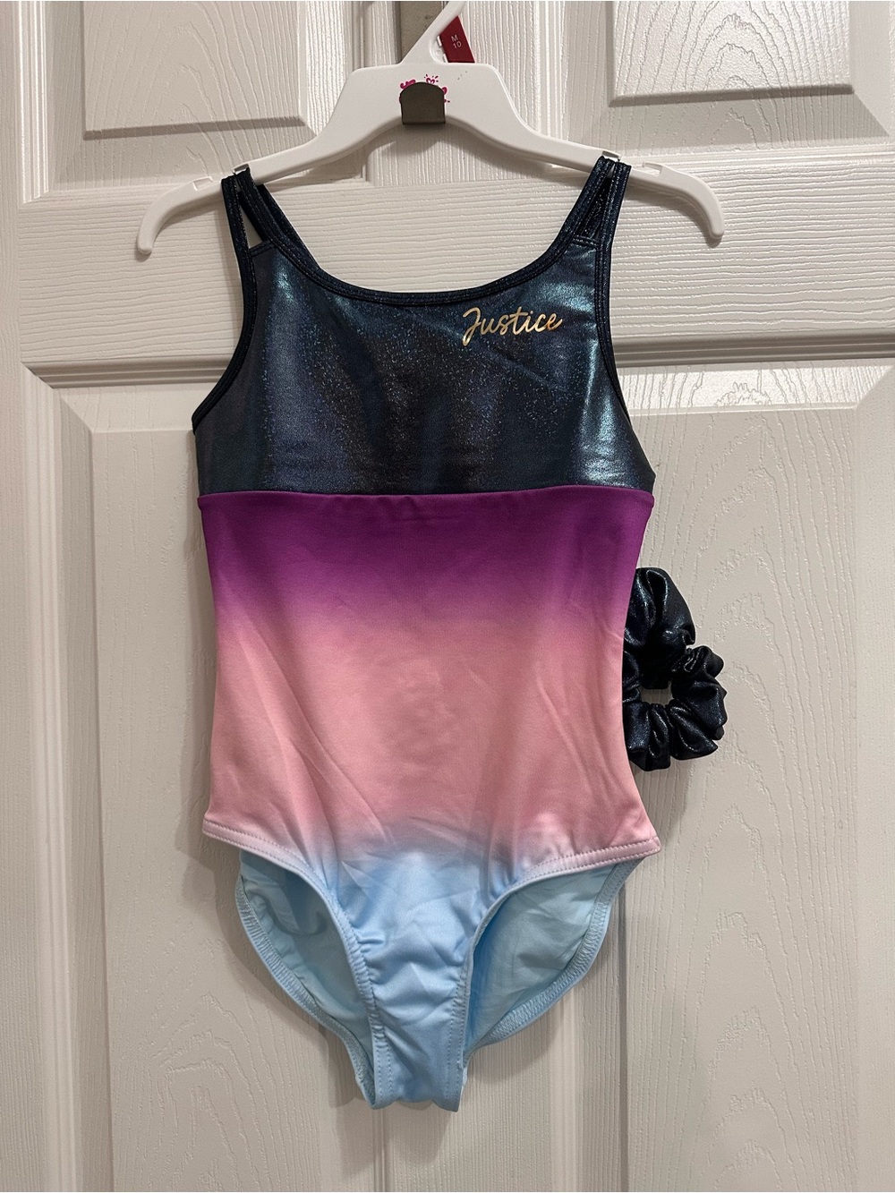 Justice Girls Ombre Macrame Back Dance and Gymnastics Leotard with Scrunchie